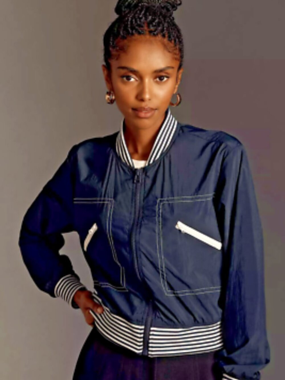 Daily Practice by Anthropologie Racing Stripes Bomber Jacket
